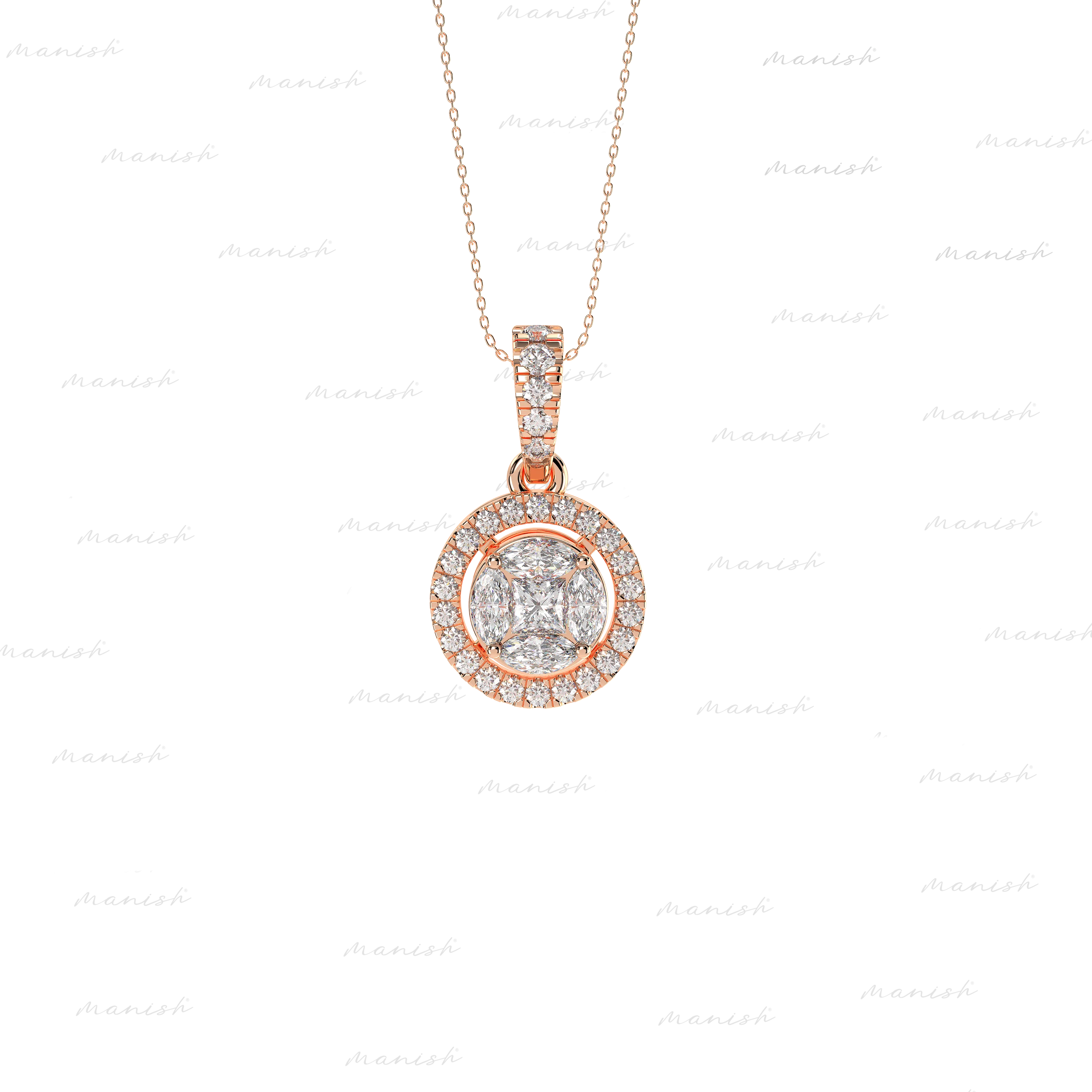 Natural Cluster Diamond Pendant